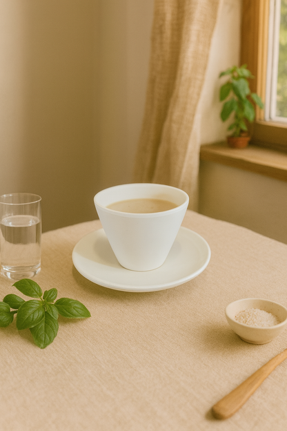 Tasse à expresso conique + coupelle