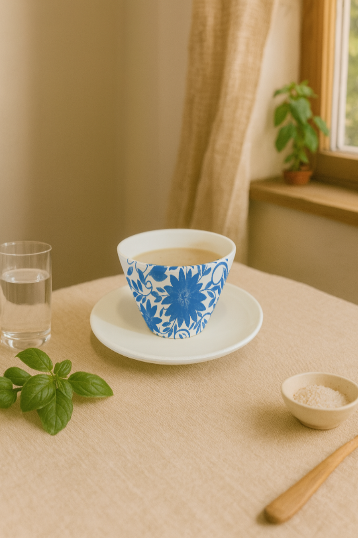 Tasse à expresso conique + coupelle