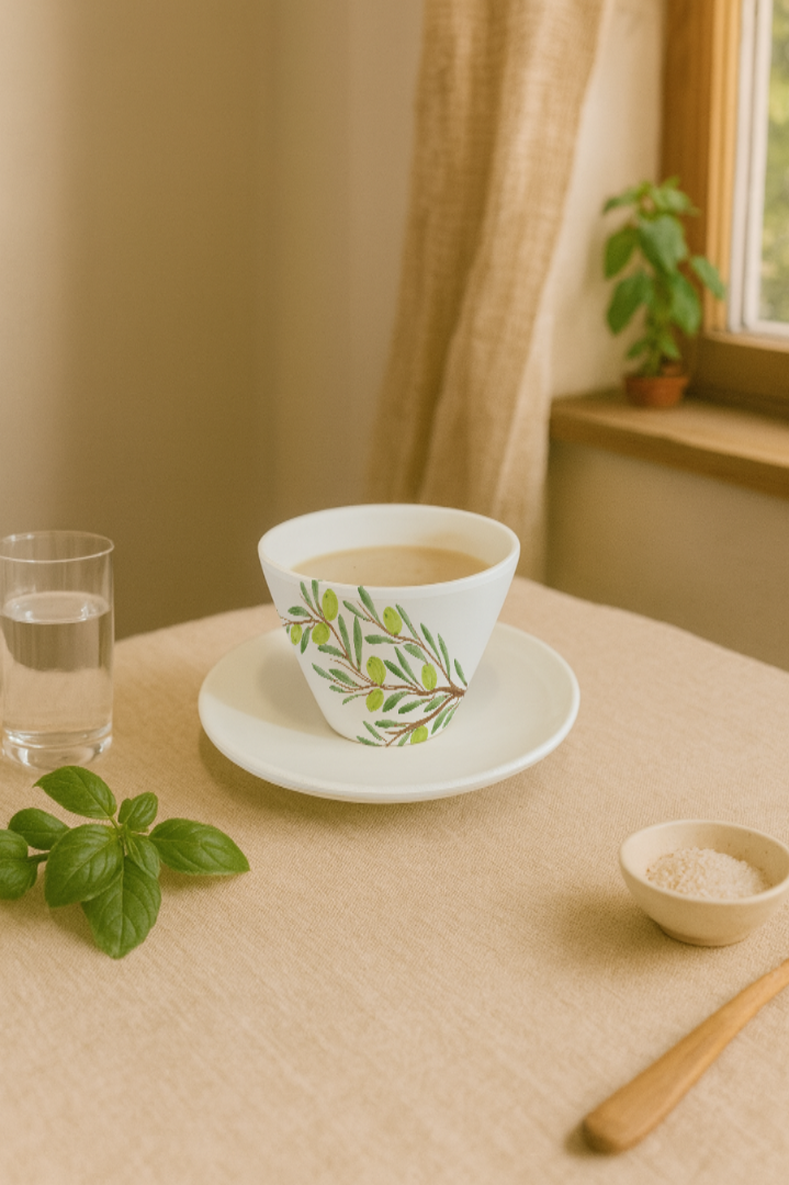 Tasse à expresso conique + coupelle