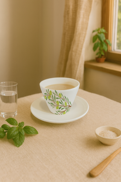 Tasse à expresso conique + coupelle