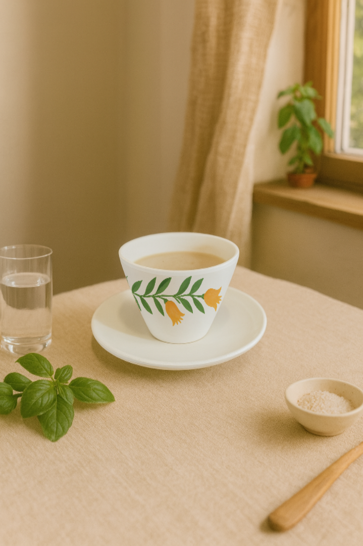 Tasse à expresso conique + coupelle